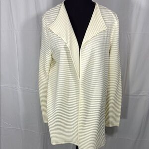 Talbots Cream Ribbed Open Front Cardigan Size Medium